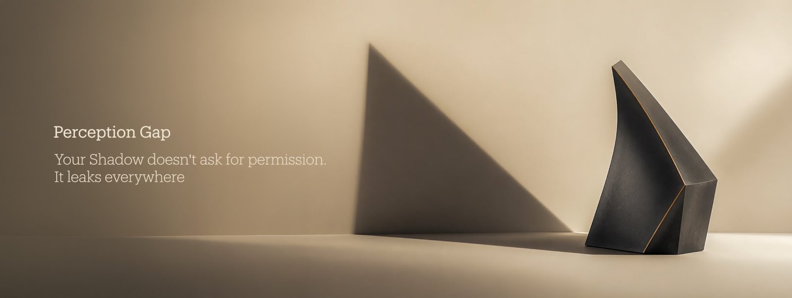 Abstract sculpture with shadow and text