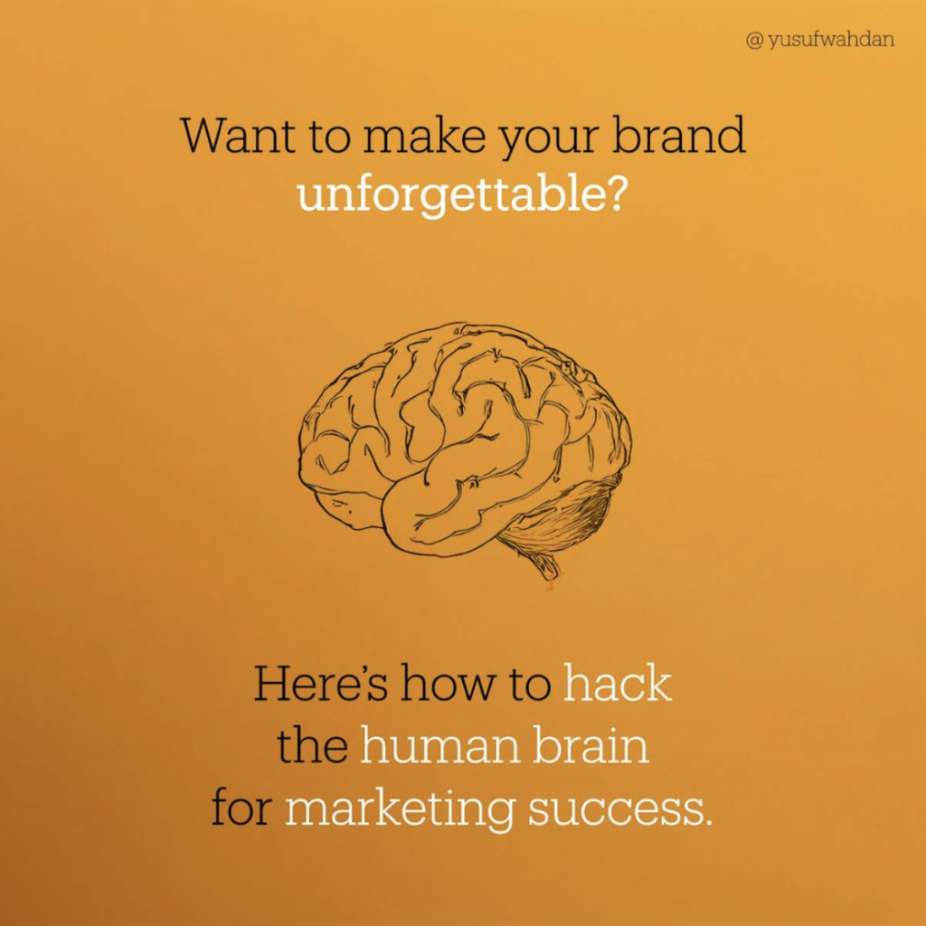 Illustration of a human brain representing how unforgettable brands are built through perception and cognitive positioning rather than memorability